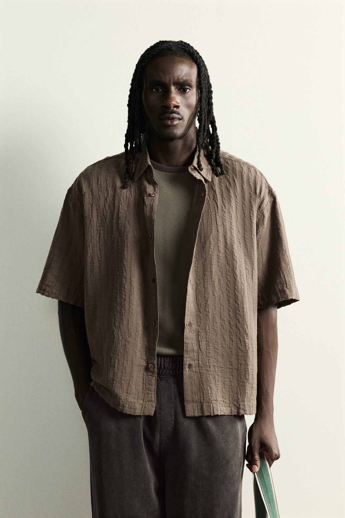 CHEMISE COUPE BOXY EN JACQUARD À RAYURES