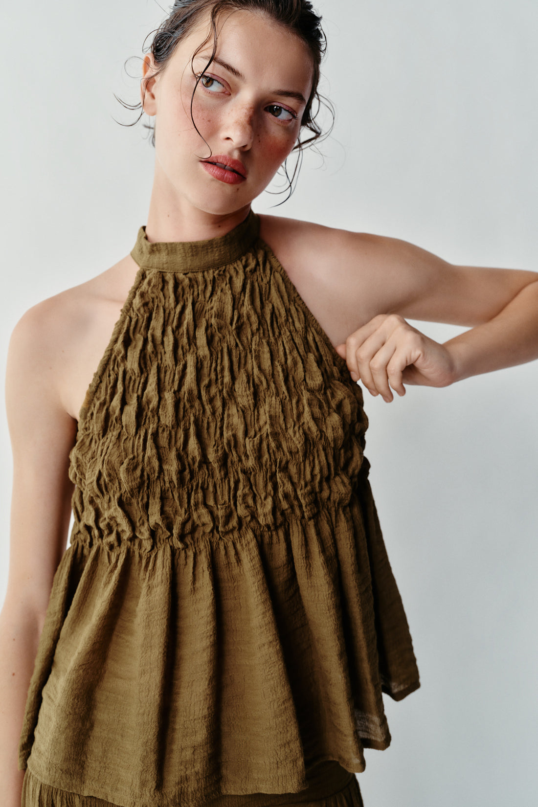 TOP HALTER À FRONCES