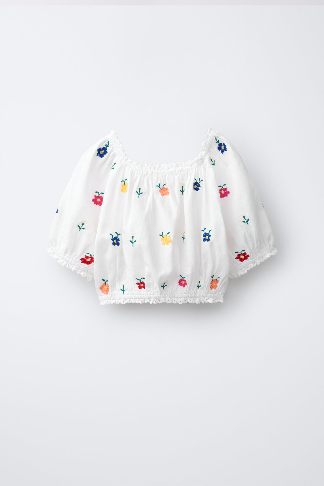 BLOUSE BALLON FLEURS BRODÉES