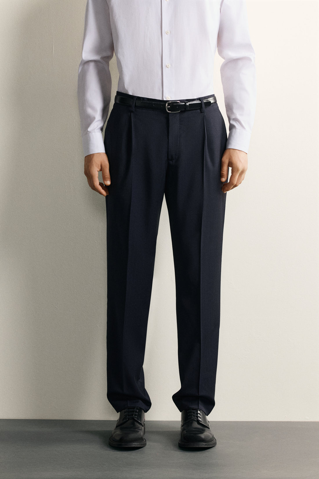 PANTALON DE COSTUME REGULAR FIT EN LAINE À RAYURES