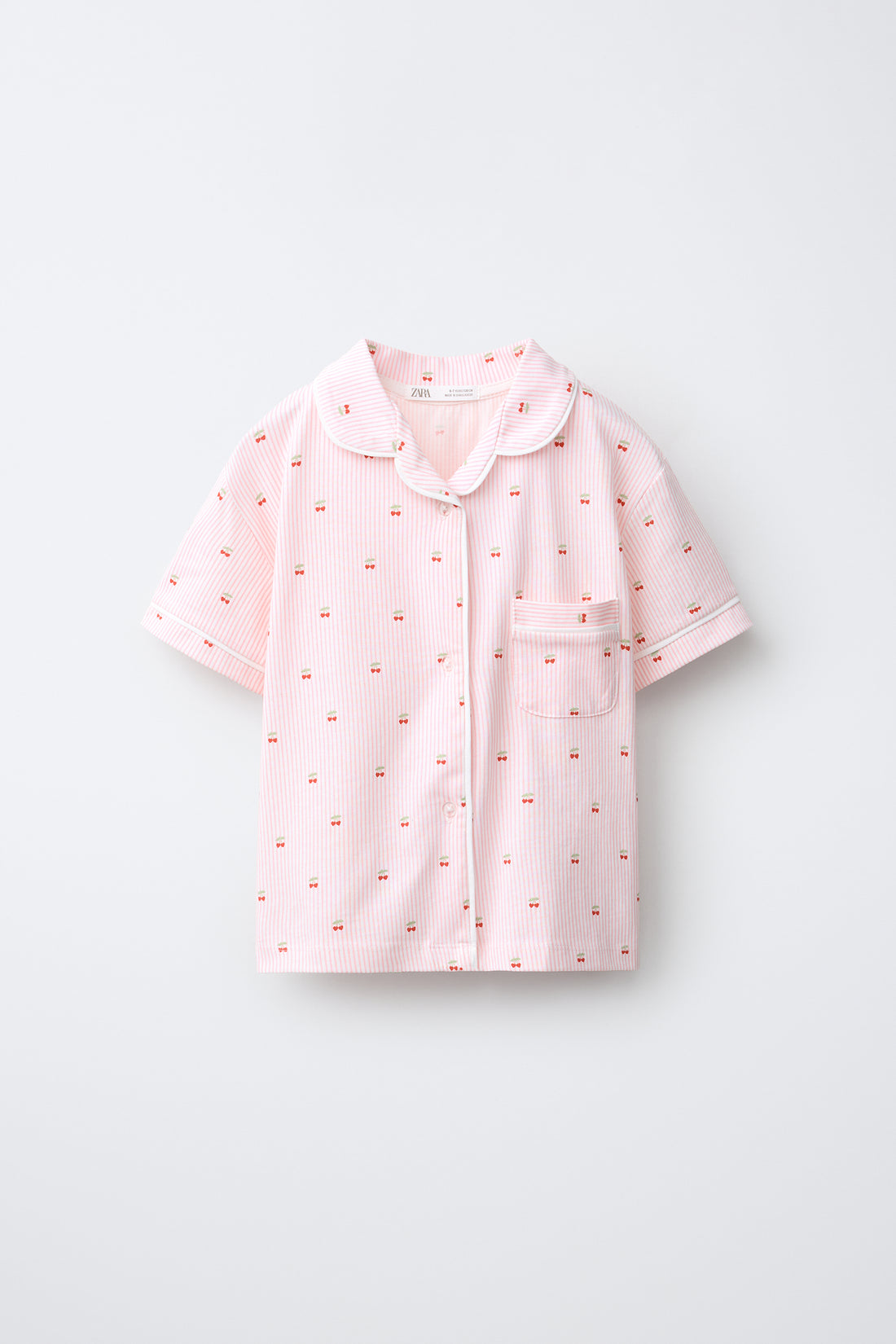 6-14 ANS/ PYJAMA CHEMISE RAYURES ET CERISES