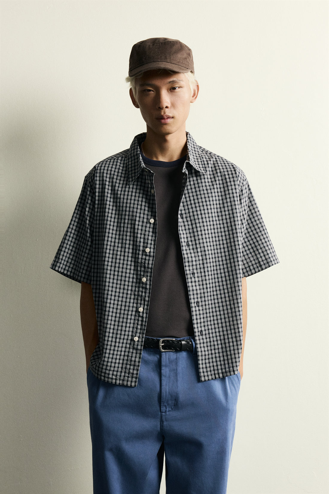 CHEMISE COUPE DÉCONTRACTÉE EN JACQUARD À CARREAUX
