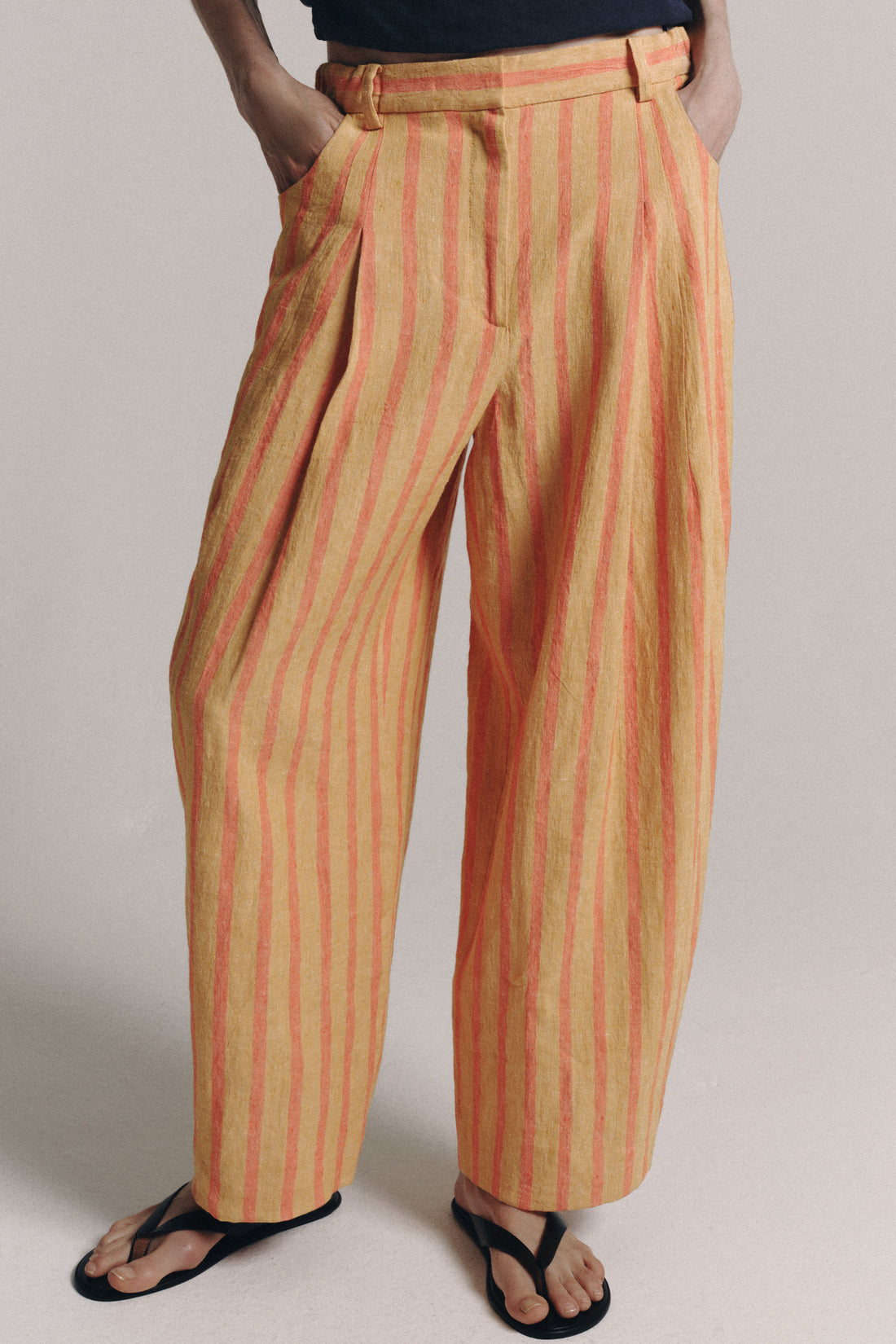 PANTALON RAYURES AVEC LIN ZW COLLECTION