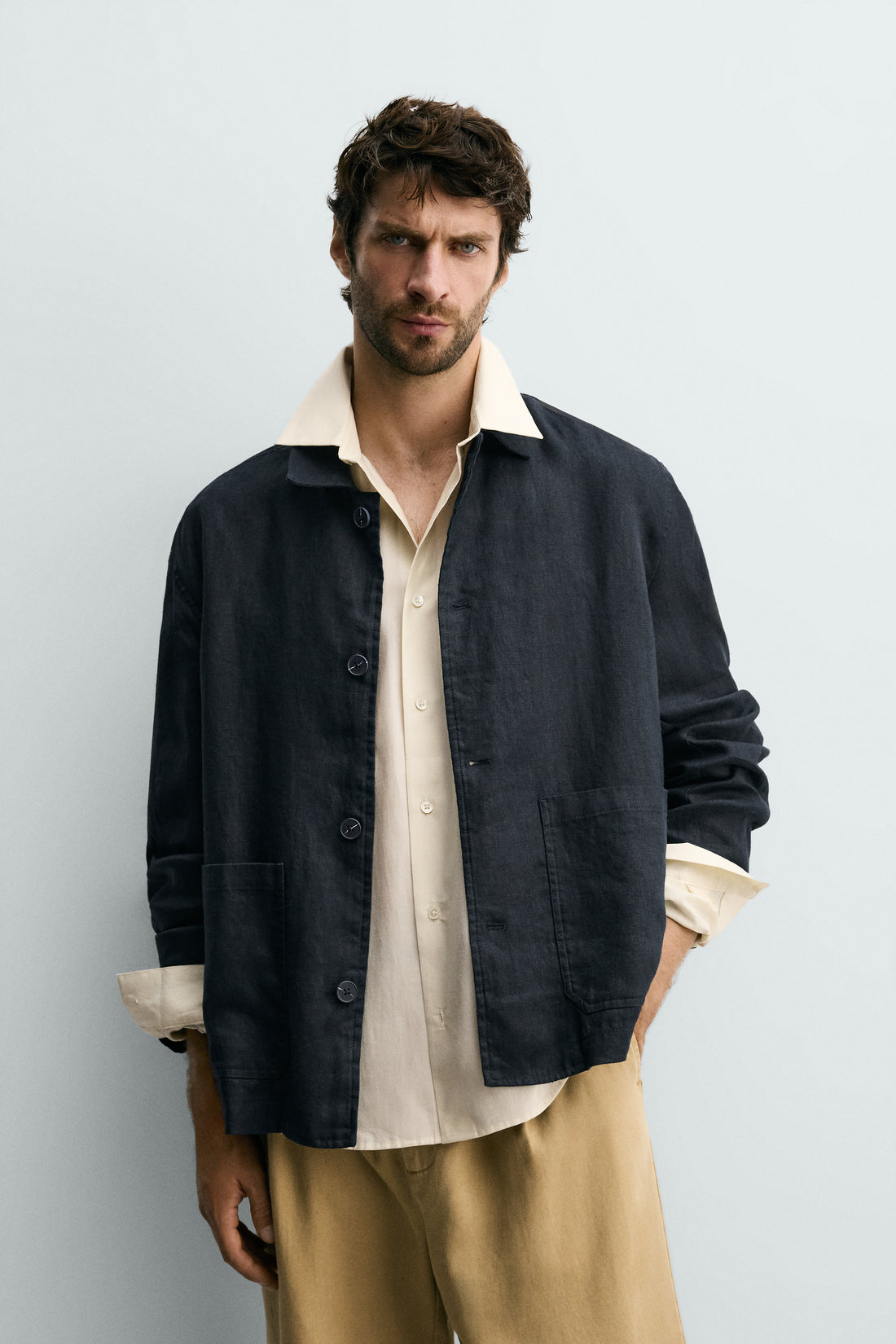 SURCHEMISE REGULAR FIT 100 % LIN