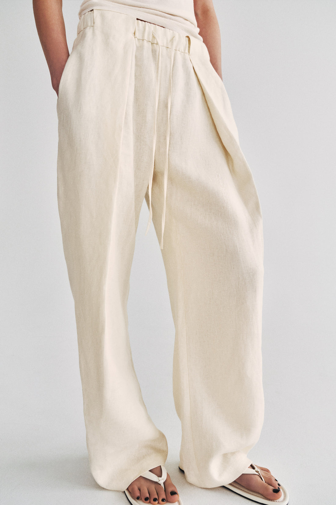 PANTALON À PLIS 100 % LIN ZW COLLECTION