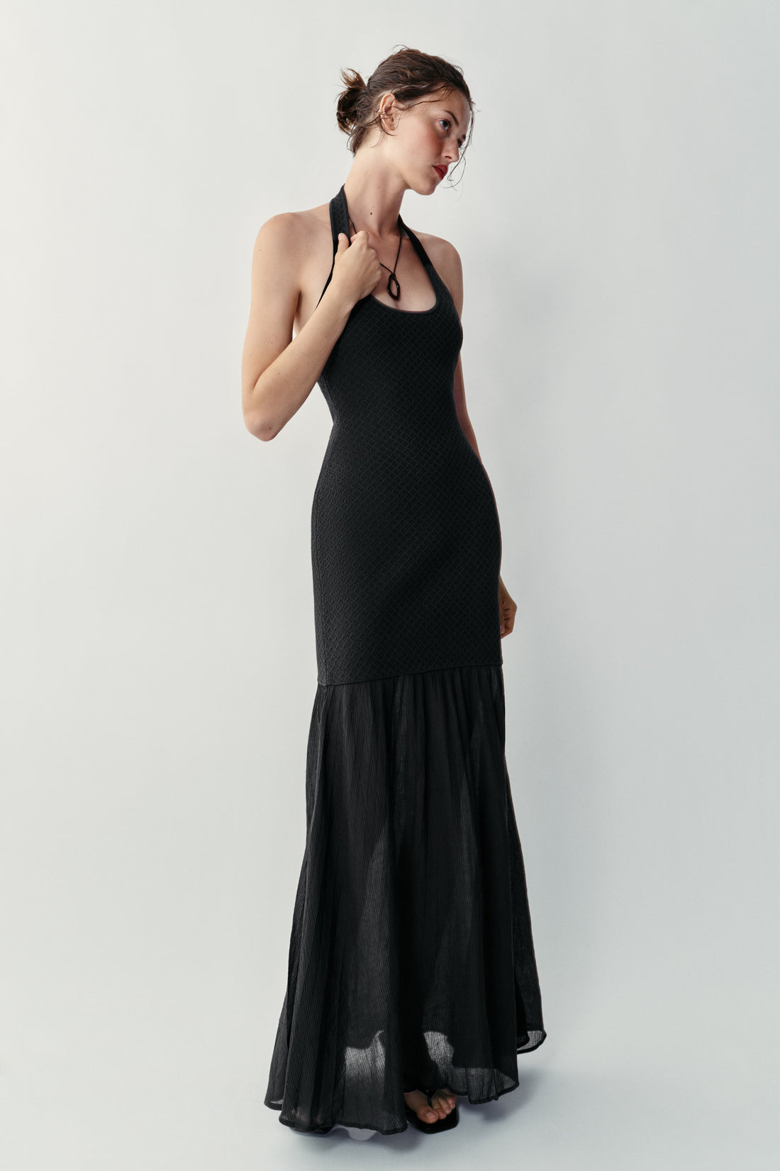 ROBE HALTER EN MAILLE BIMATIÈRE