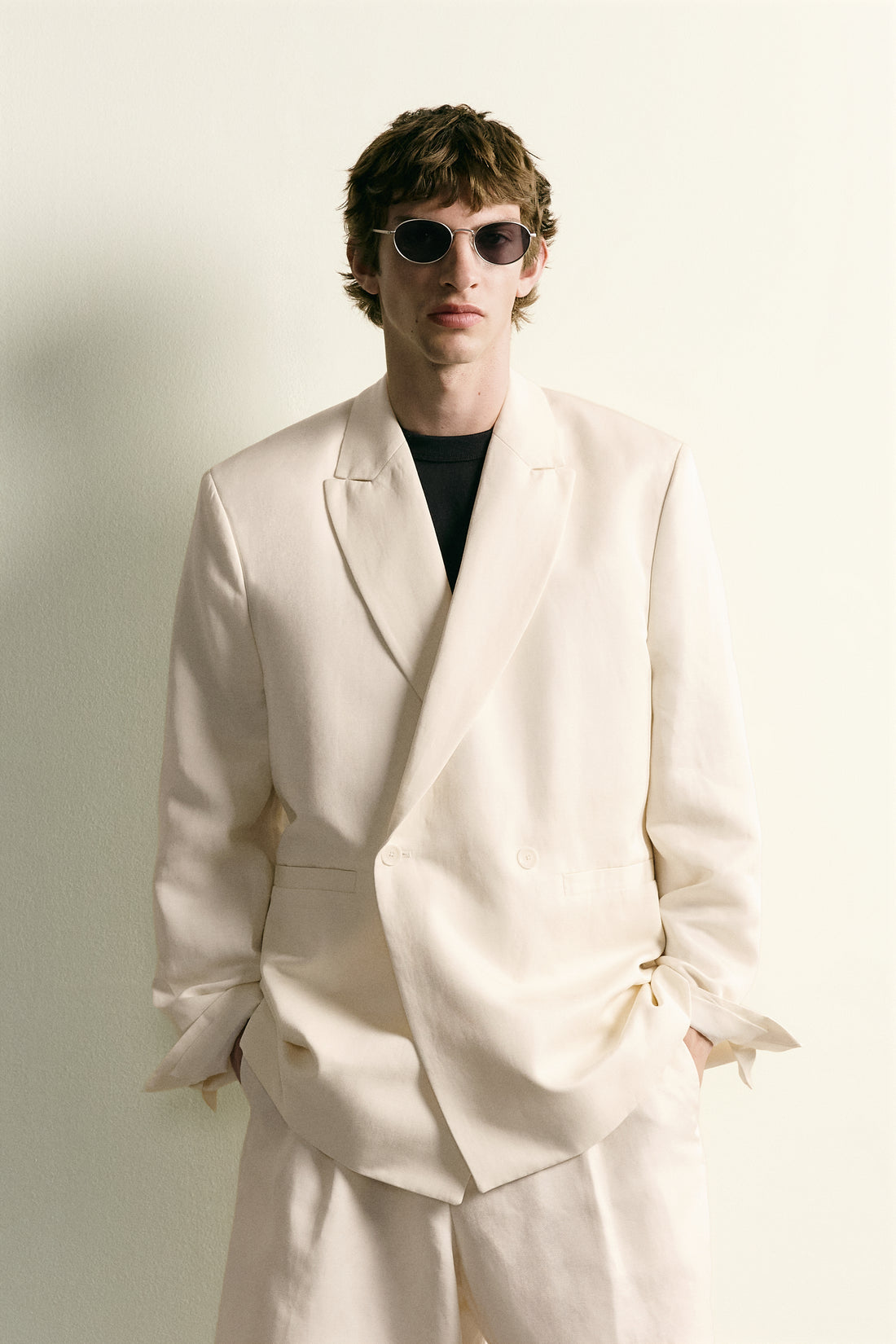 VESTE À BOUTONNAGE CROISÉ EN VISCOSE ET LIN