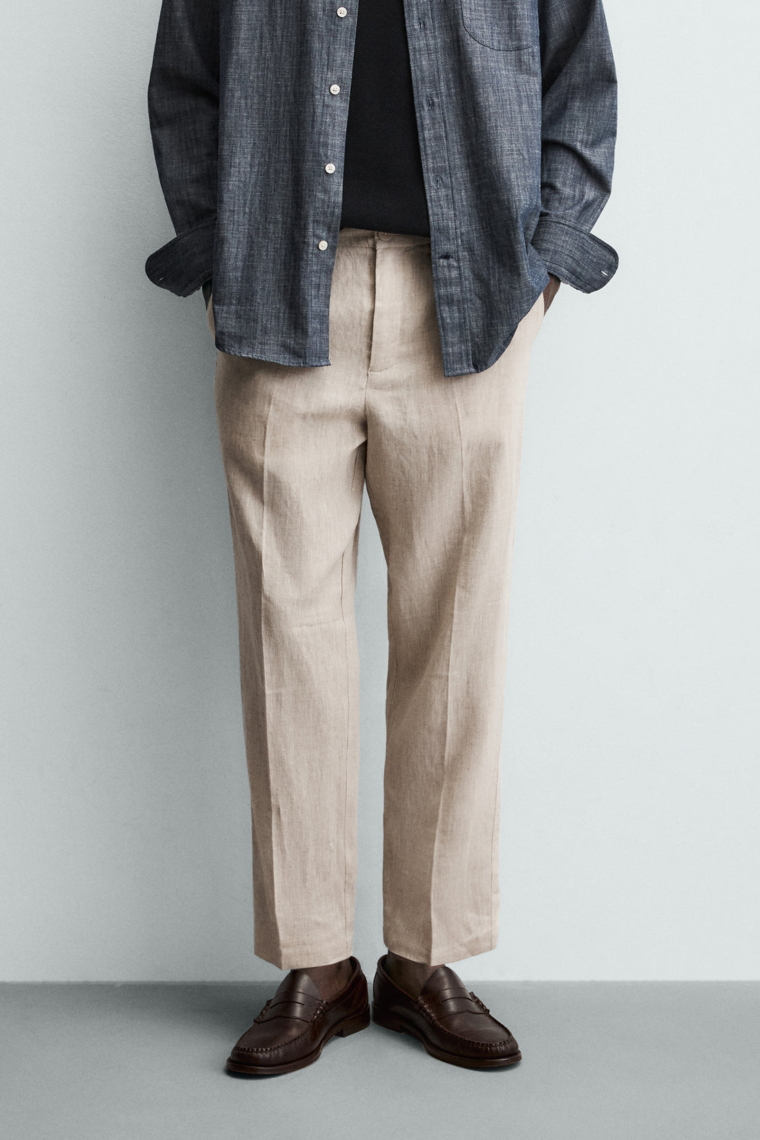 PANTALON REGULAR FIT 100 % LIN