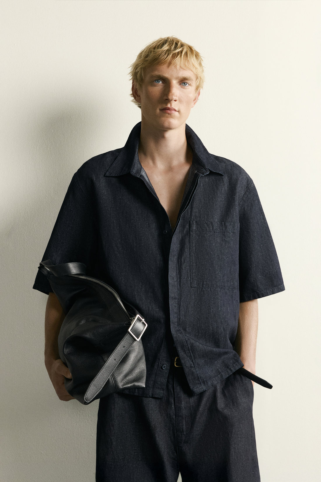CHEMISE DENIM COUPE BOXY COTON ET LIN