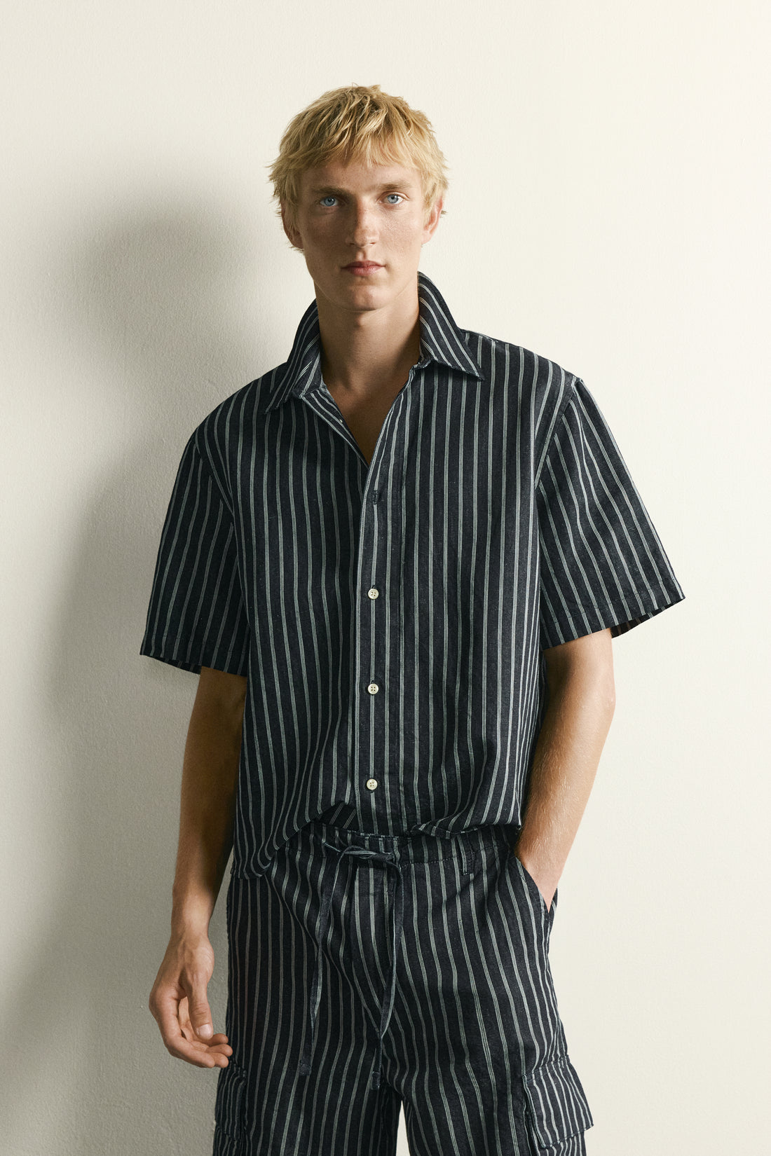 CHEMISE EN DENIM COTON - LIN À RAYURES