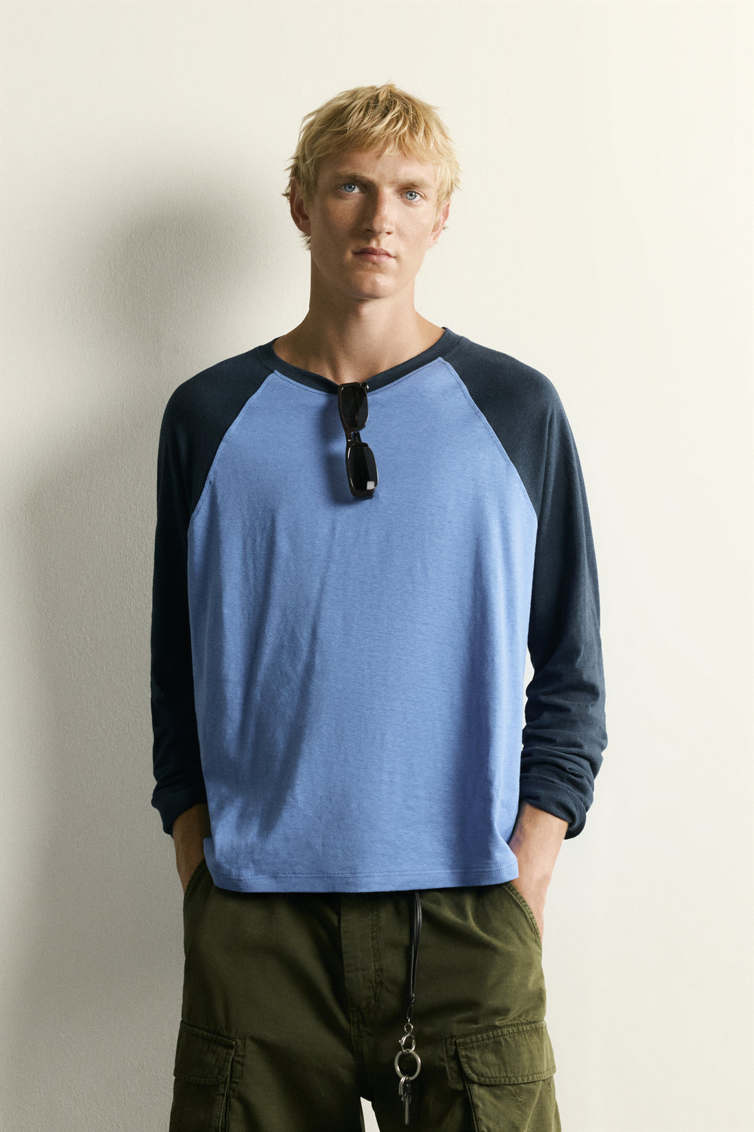 T-SHIRT COLOR BLOCK EN COTON ET LIN