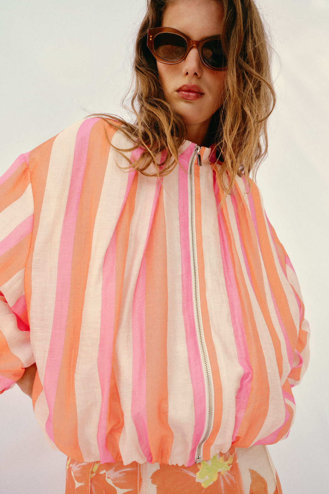 VESTE BOMBER À RAYURES