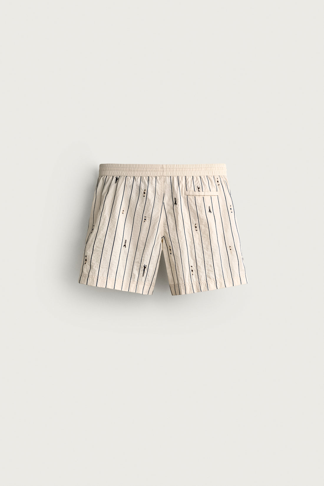 MAILLOT DE BAIN MI-LONG À RAYURES ET BRODERIES NAGEURS
