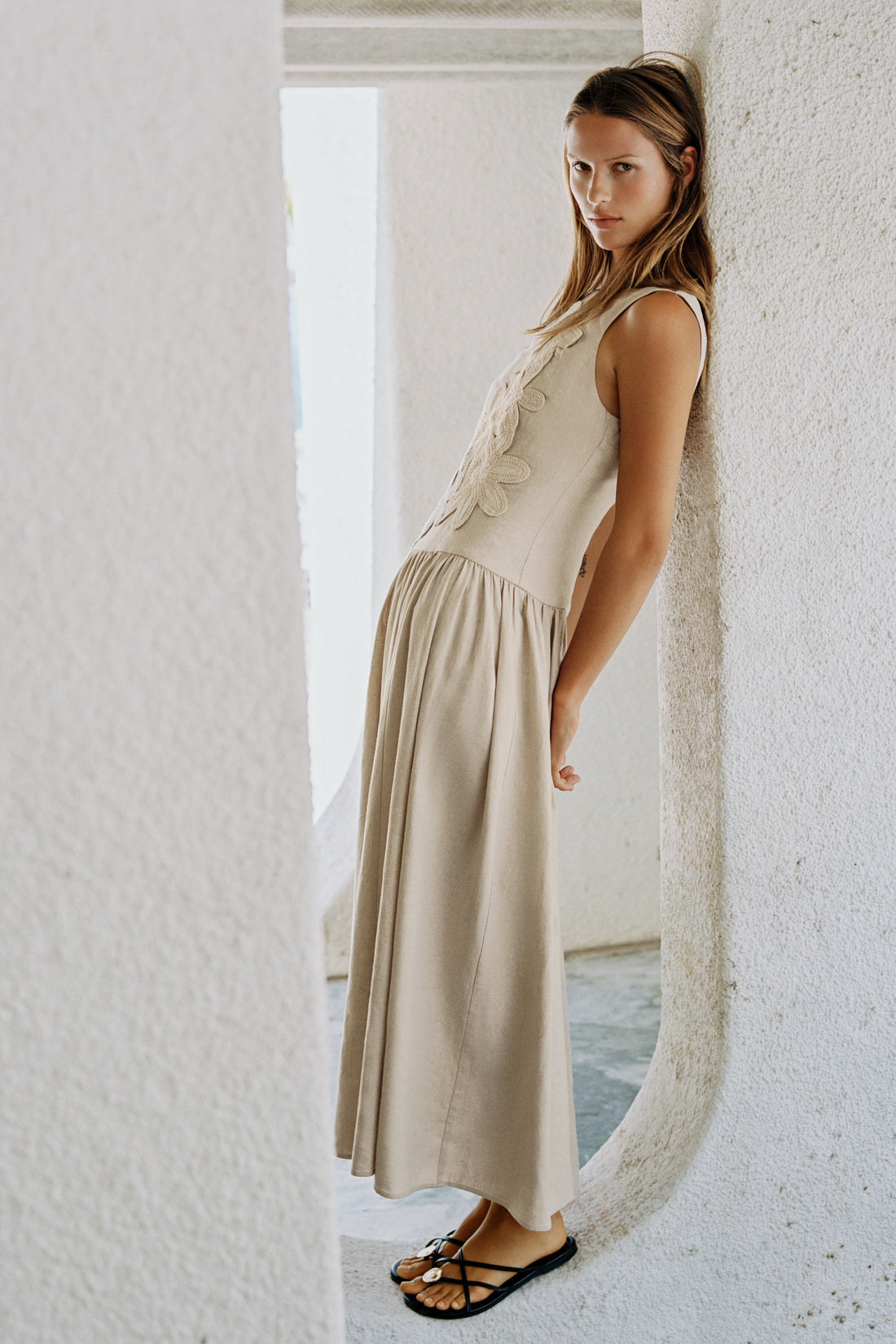 ROBE MI-LONGUE BIMATIÈRE EN LIN