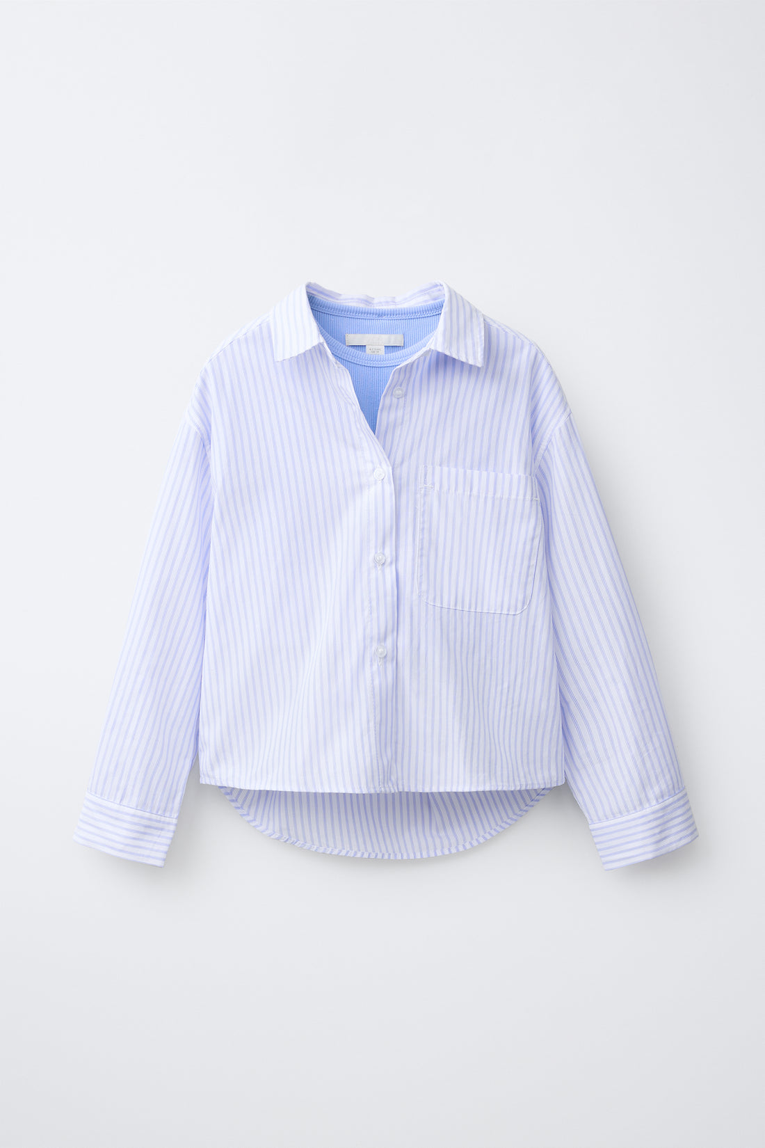 PACK CHEMISE À RAYURES ET T-SHIRT CÔTELÉ BRODÉ